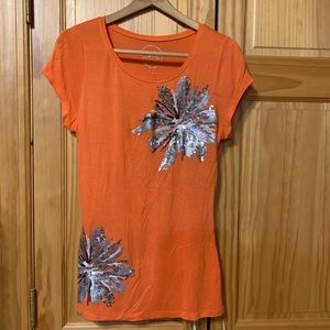 Inc - Orange sparkly tee - large